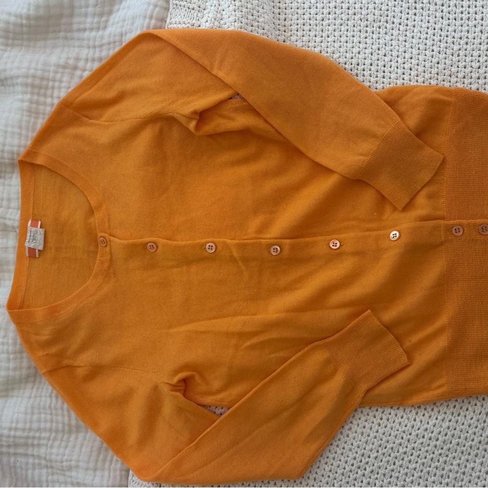 J. Crew Vibrant Orange cashmere cardigan